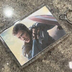 Marvel Captain America Chris Evans Silvertone Keychain New